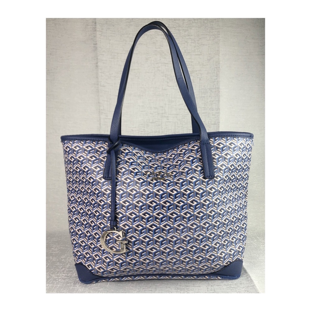 Guess Blue and Gray Tote Shoulder Bag
